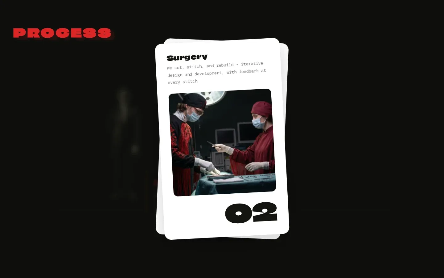 The Surgery card at the front of the illustrated treatment card stack