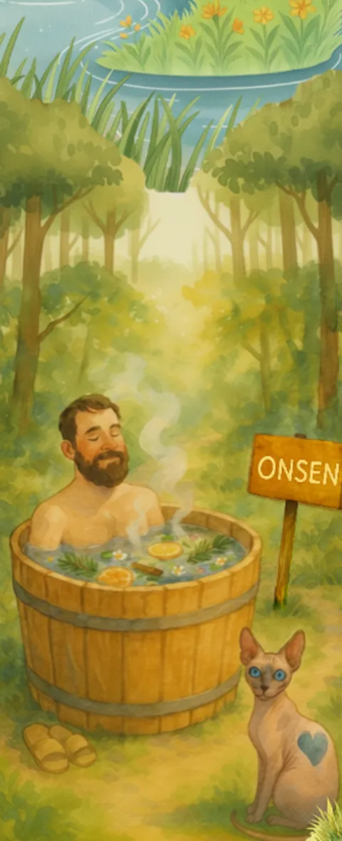 Illustration: hot tub with the house in the background